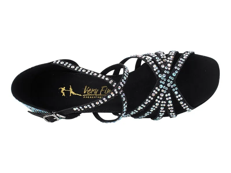 1613Bling Black Glitter Satin