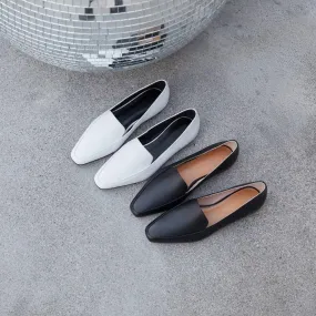 2020 superstar genuine leather slip on square toe loafers solid women flats spring sweet concise mature brand driving shoes L05
