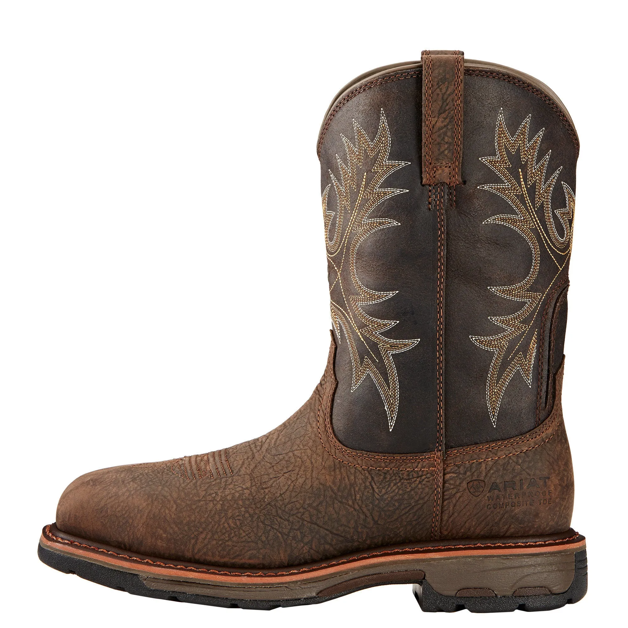 Ariat Mens Workhog Wide Square Toe Waterproof Composite Toe Work Boot Bruin Brown