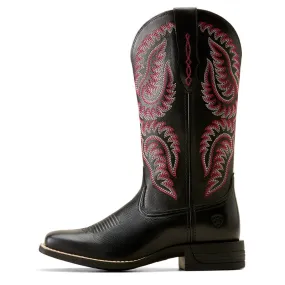 'Ariat' Women's 12" Cattle Caite Stretchfit Western Square Toe - Black Deertan / Madison Avenue