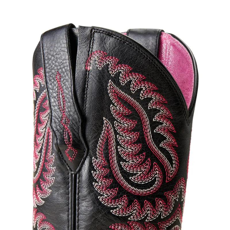 'Ariat' Women's 12" Cattle Caite Stretchfit Western Square Toe - Black Deertan / Madison Avenue