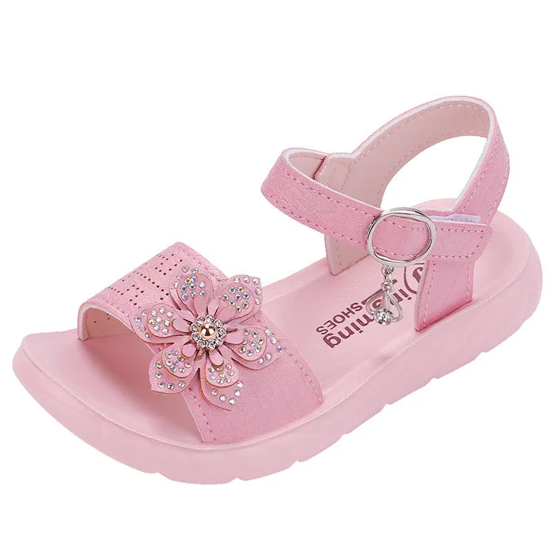 Baby Girls Sandals Flowers Sweet Soft Children's Beach Shoes