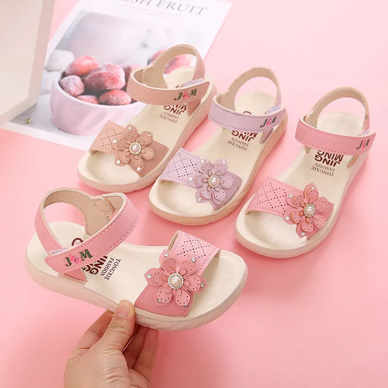 Baby Girls Sandals Flowers Sweet Soft Children's Beach Shoes