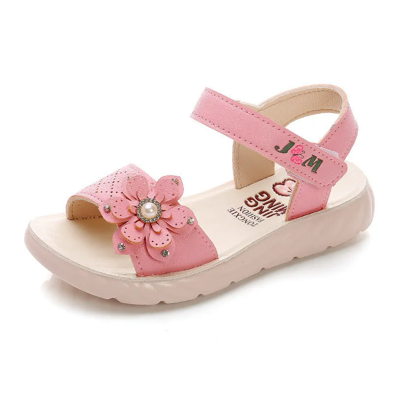 Baby Girls Sandals Flowers Sweet Soft Children's Beach Shoes