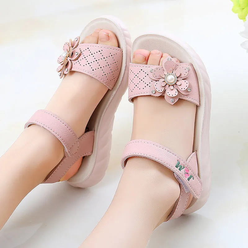 Baby Girls Sandals Flowers Sweet Soft Children's Beach Shoes