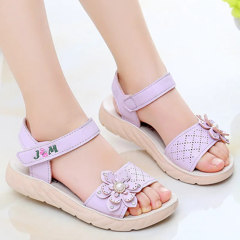 Baby Girls Sandals Flowers Sweet Soft Children's Beach Shoes