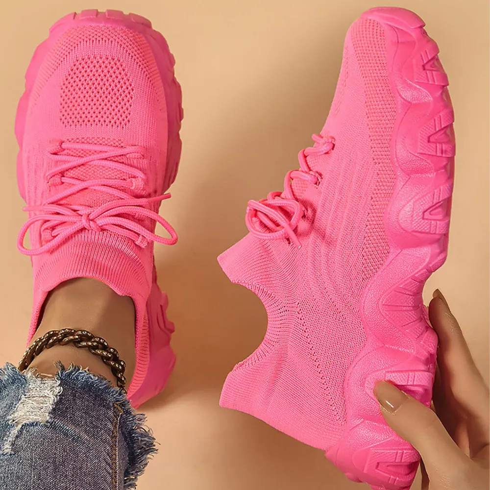 Breathable Mesh Lace-Up Sports Sneakers