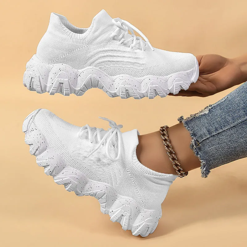 Breathable Mesh Lace-Up Sports Sneakers