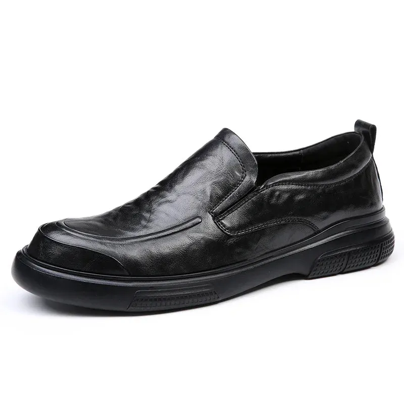 Business Shoes Flat Slip-on Cow Leather Mens Casual Shoes