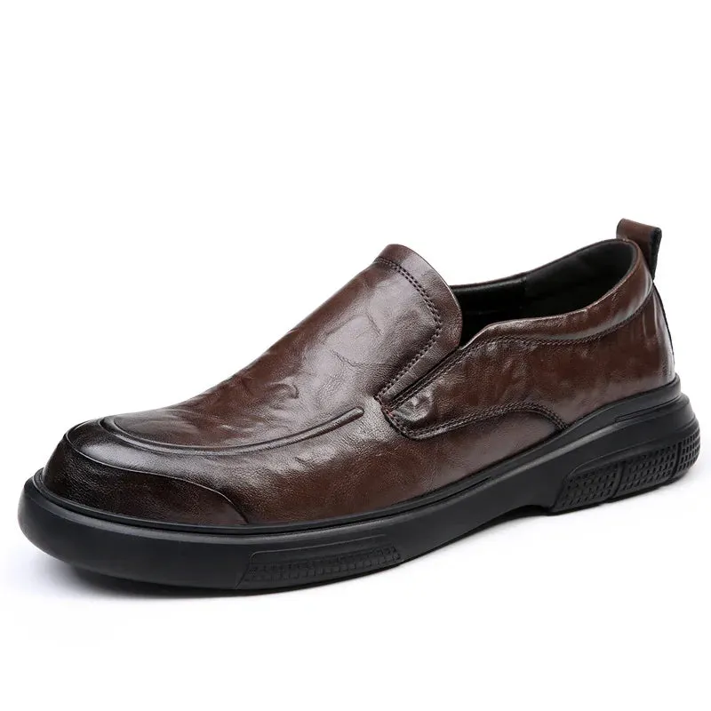 Business Shoes Flat Slip-on Cow Leather Mens Casual Shoes