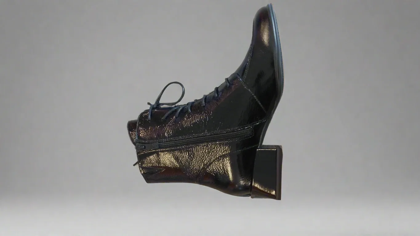 Caprice Black Patent Leather Ankle Boot