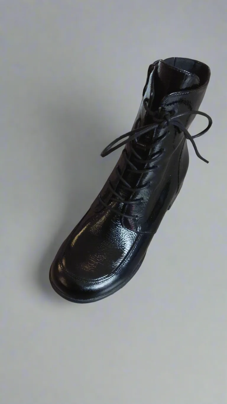 Caprice Black Patent Leather Ankle Boot