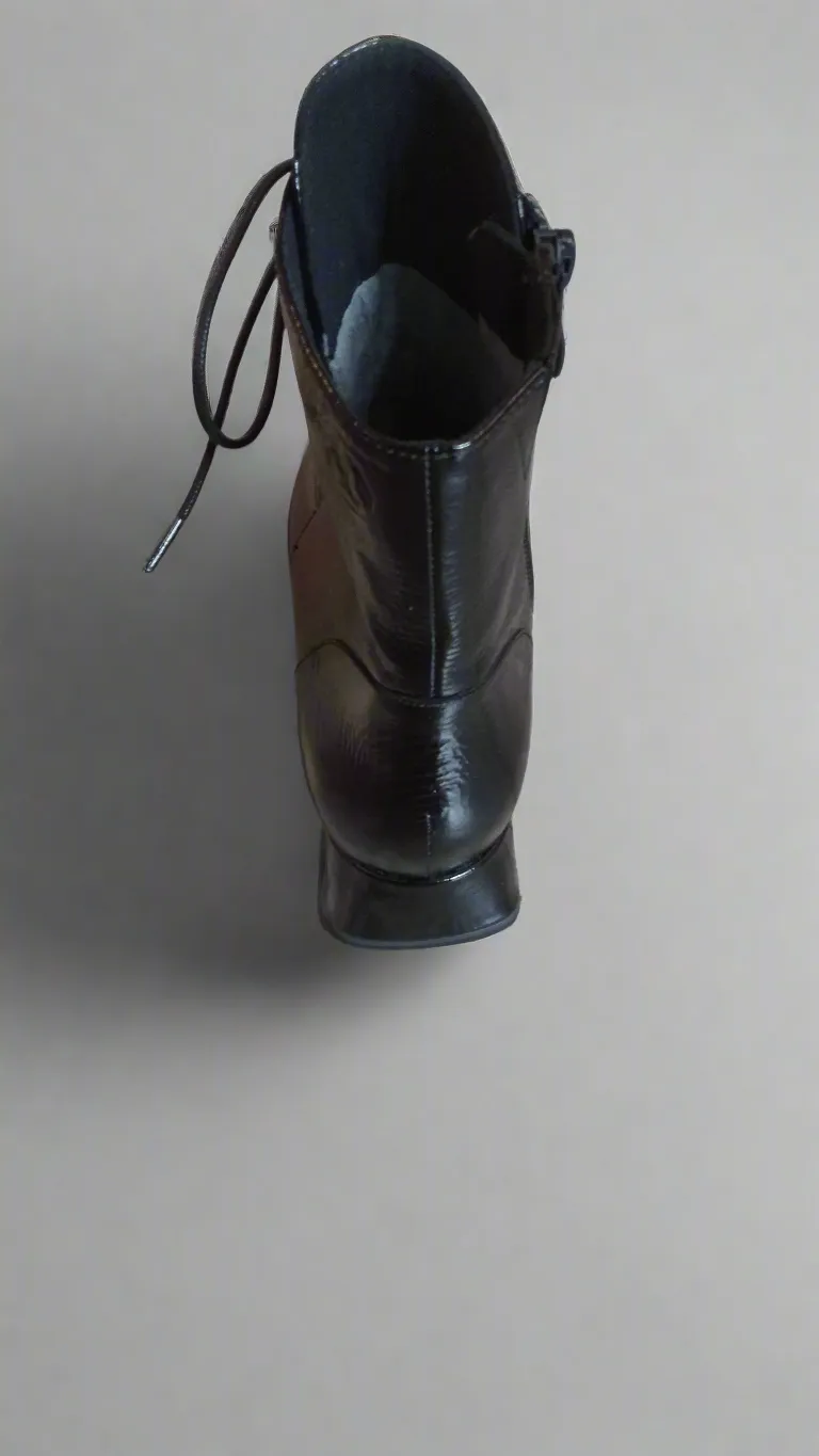 Caprice Black Patent Leather Ankle Boot
