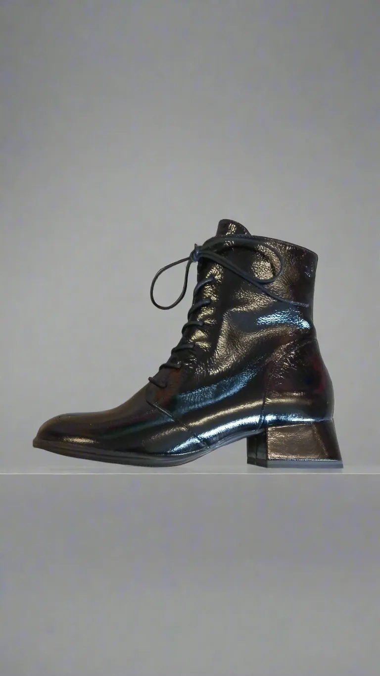 Caprice Black Patent Leather Ankle Boot