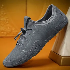 Hnzxzm Spring Summer Men's Loafers Outodor Comfortable Flat Casual Shoes Men Breathable Slip-On Soft Cow Suede Leather Shoes