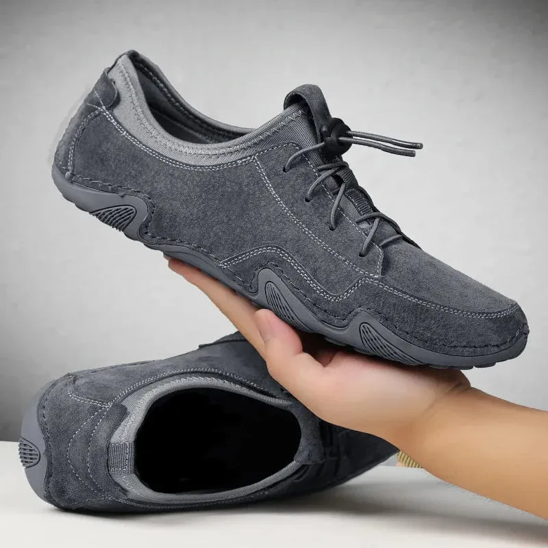 Hnzxzm Spring Summer Men's Loafers Outodor Comfortable Flat Casual Shoes Men Breathable Slip-On Soft Cow Suede Leather Shoes