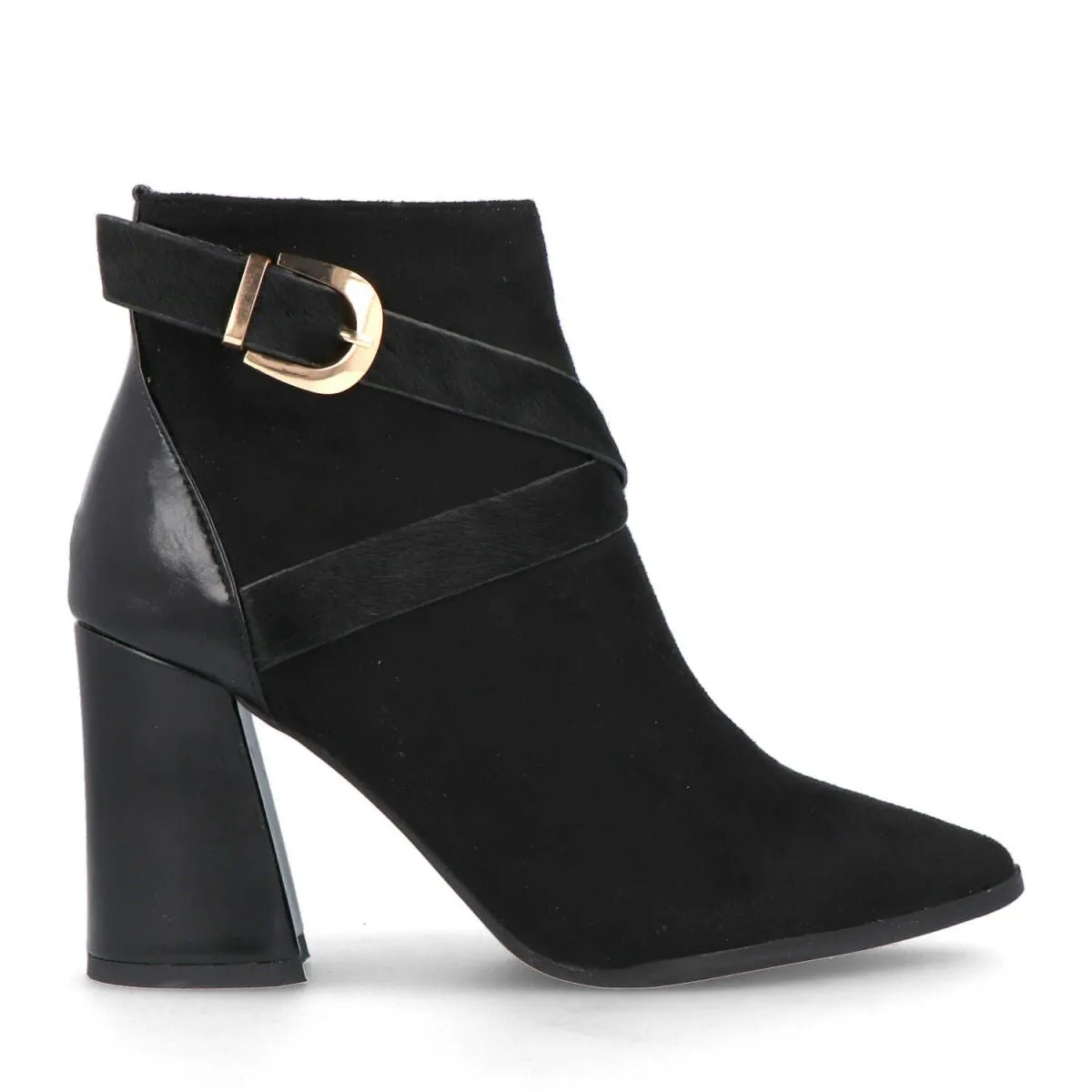 MB 20796 Black Suede & Leather Ankle Boots