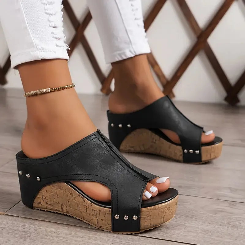 Melanie Studded Leather Orthopedic Sandals