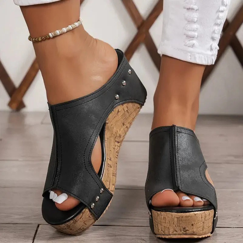 Melanie Studded Leather Orthopedic Sandals