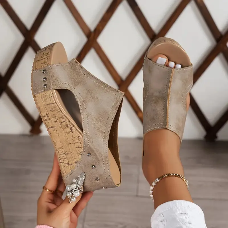 Melanie Studded Leather Orthopedic Sandals