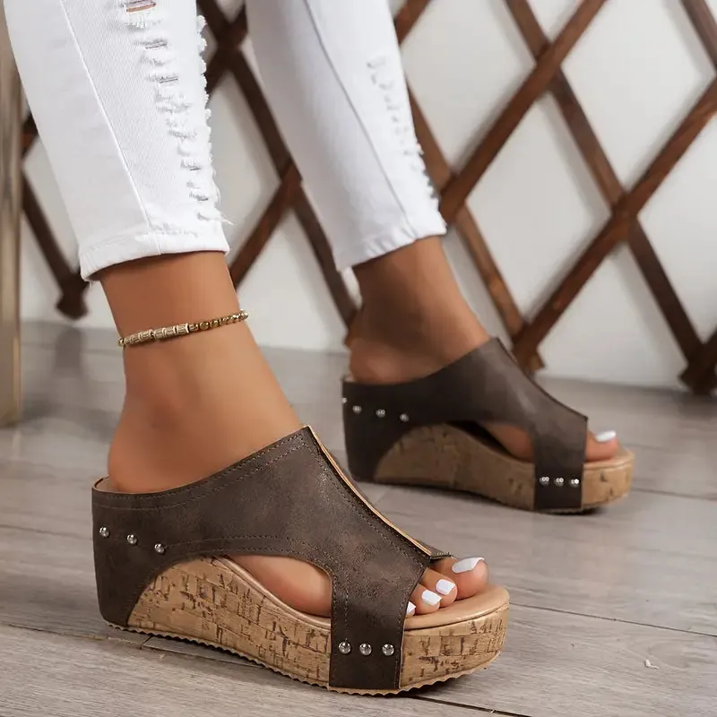 Melanie Studded Leather Orthopedic Sandals