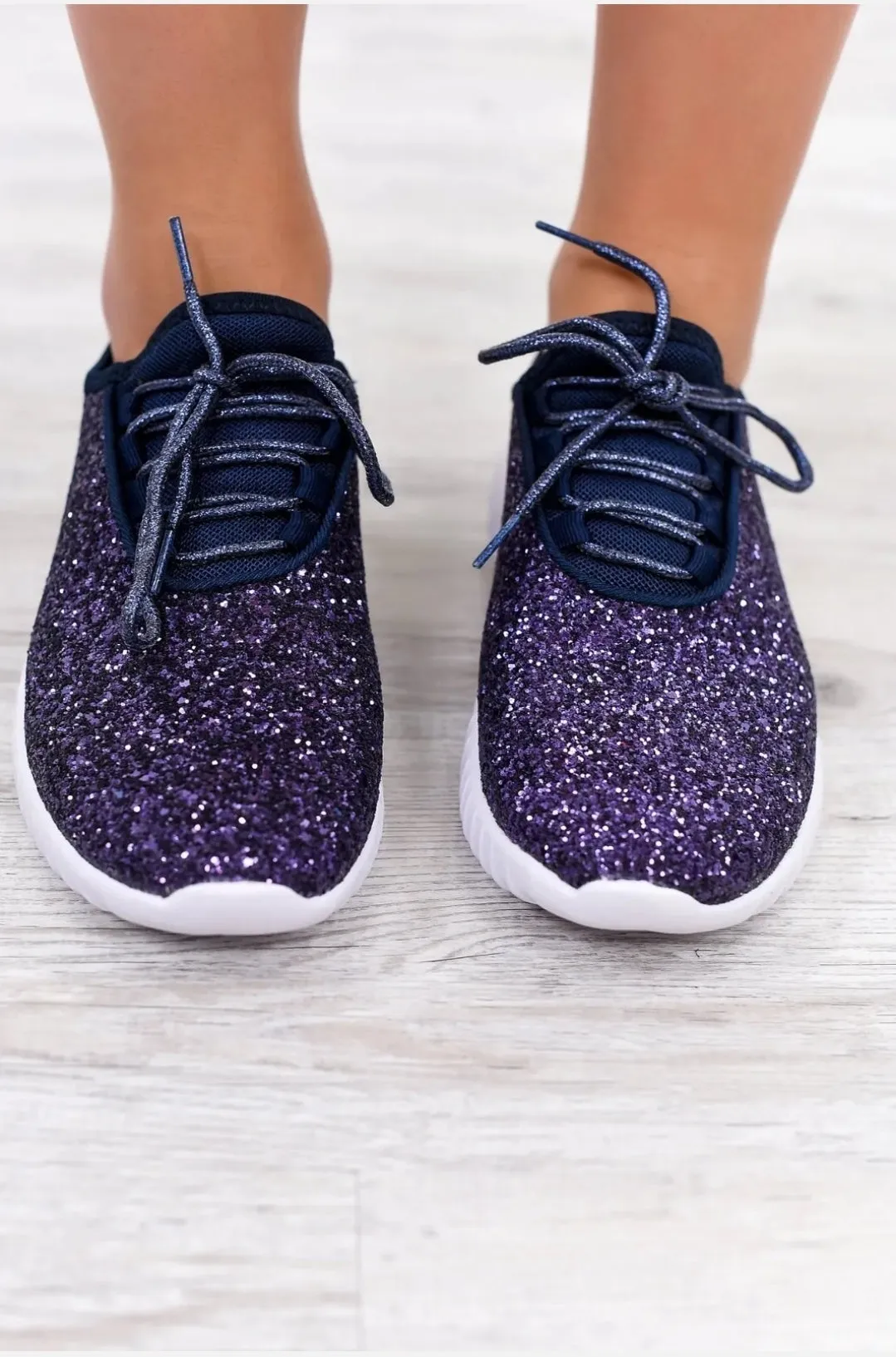Navy Blue Glitter Glam Sneakers