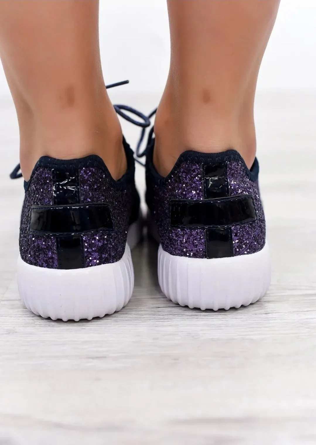Navy Blue Glitter Glam Sneakers