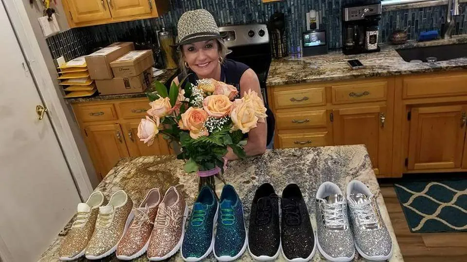 Navy Blue Glitter Glam Sneakers