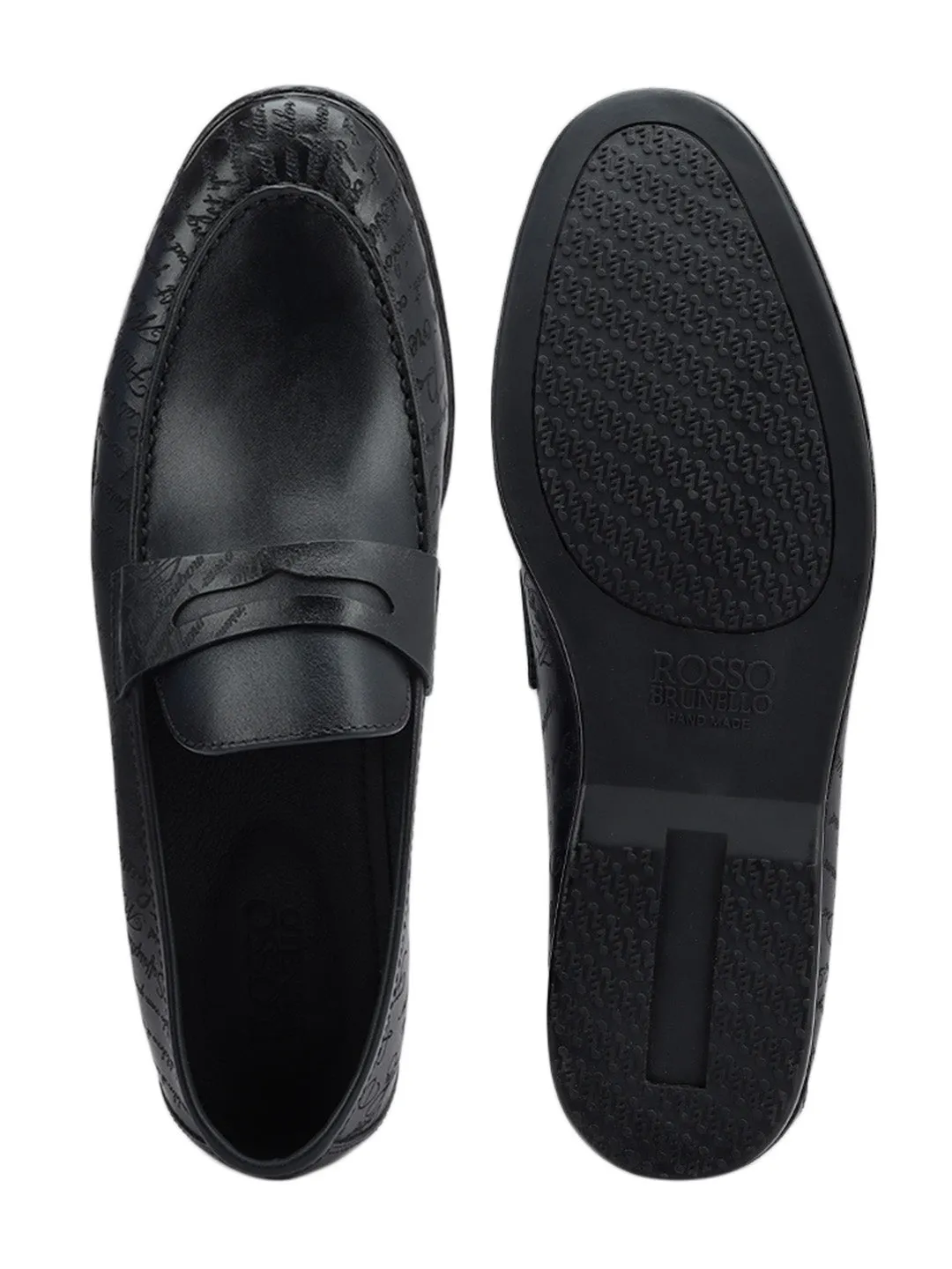 Navy Signato Leather Loafers