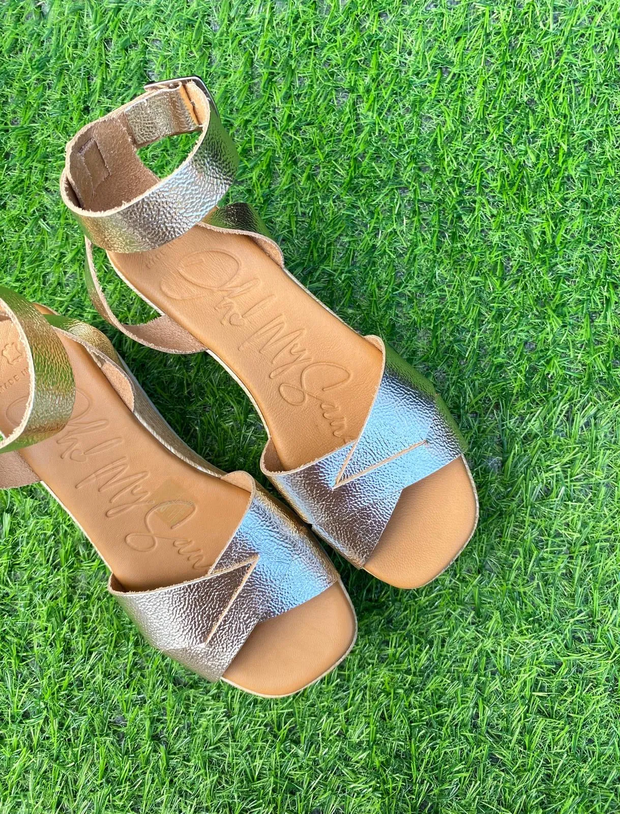 Oh My Sandals - 5445 Gold Metallic Wedge Sandal
