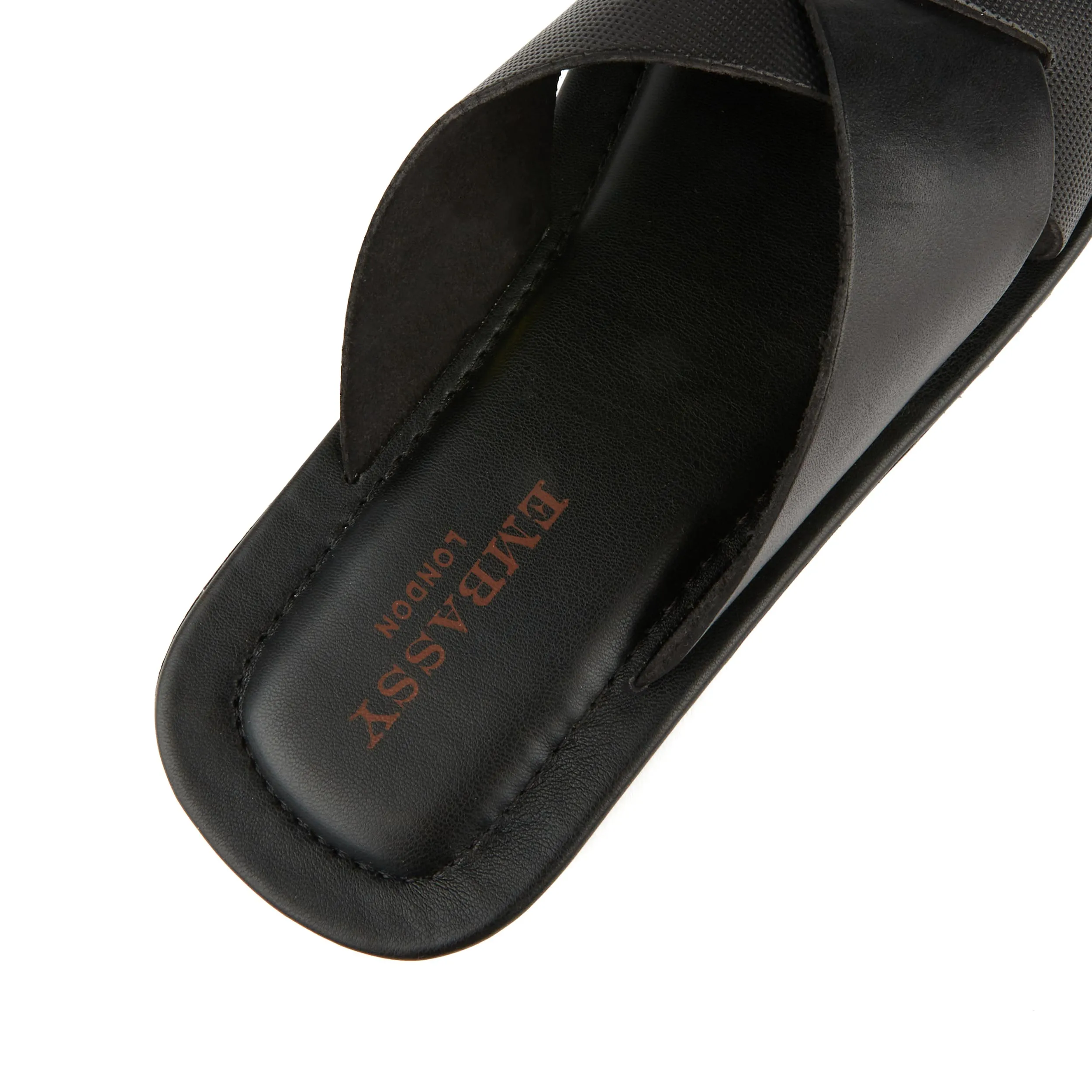 Port - Black - Men's criss cross straps leather sandal in black
