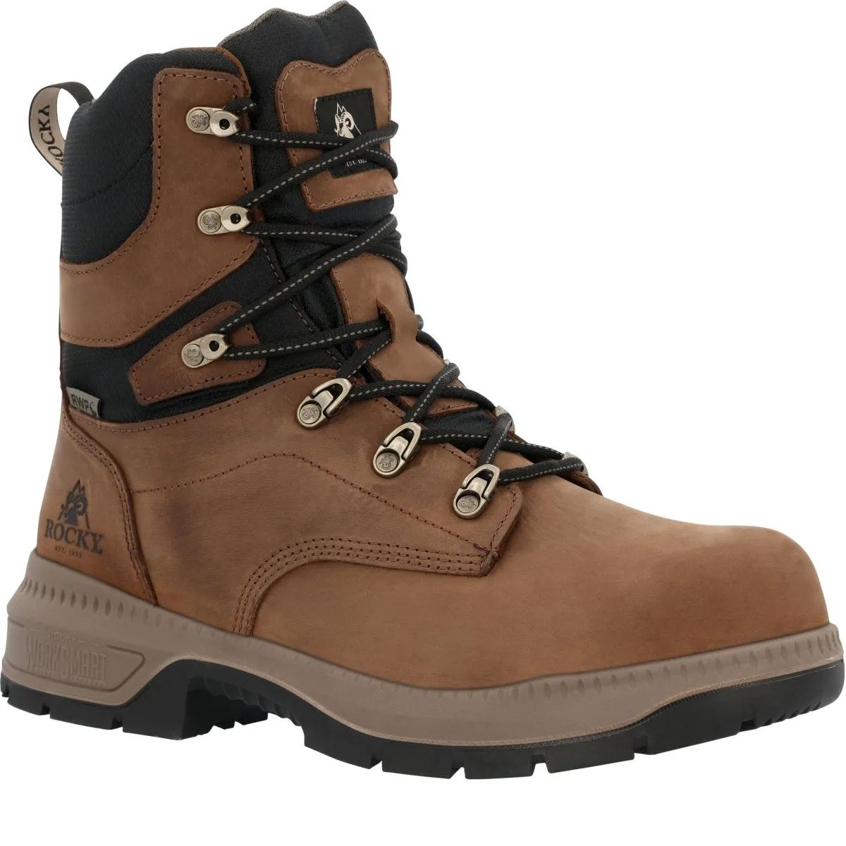 Rocky Worksmart Men's 8” Composite Toe Internal MET Guard Work Boots Rkk0482 In Brown