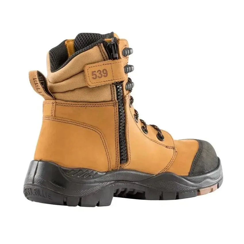 Steel Blue Wheat Torquay Zip Sided Lace Up Composite Toe Cap Safety Boot With Scuff Cap (617539) (Pre-Order)