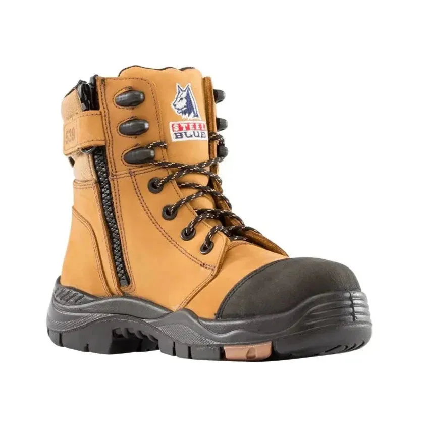 Steel Blue Wheat Torquay Zip Sided Lace Up Composite Toe Cap Safety Boot With Scuff Cap (617539) (Pre-Order)
