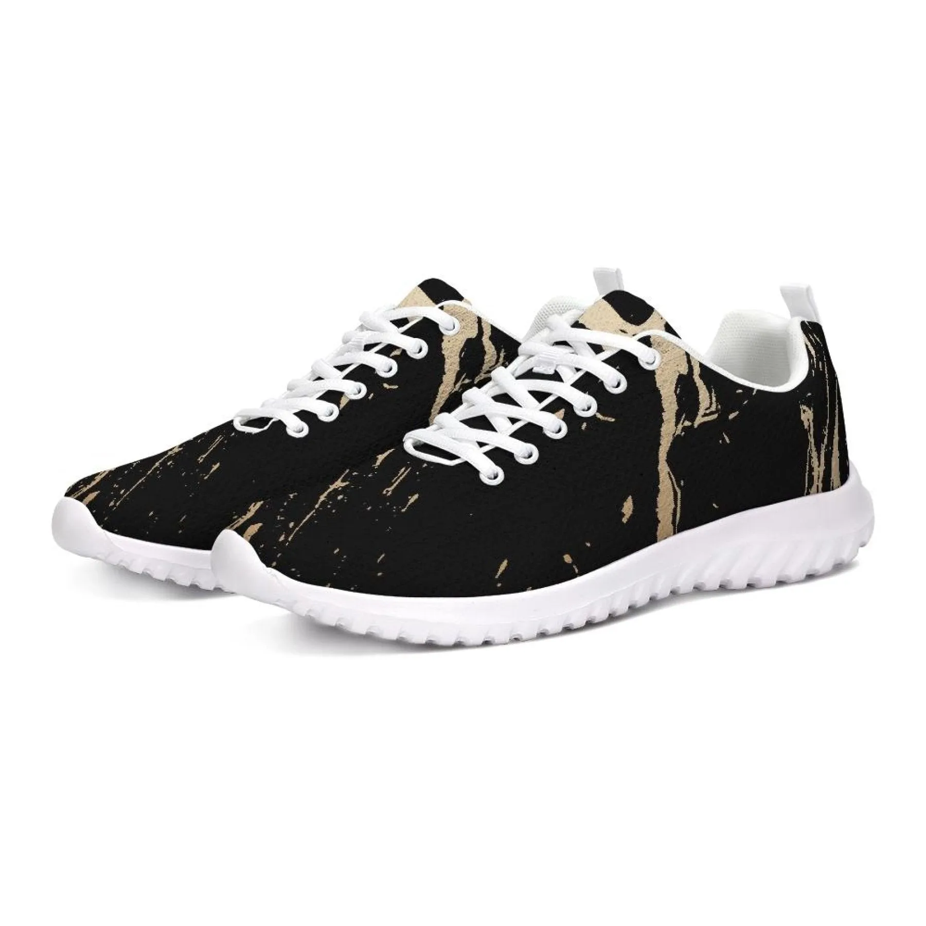 Uniquely You Womens Sneakers - Black and Gold Swirl Style Canvas Sports Shoes / Running by inQue.Style