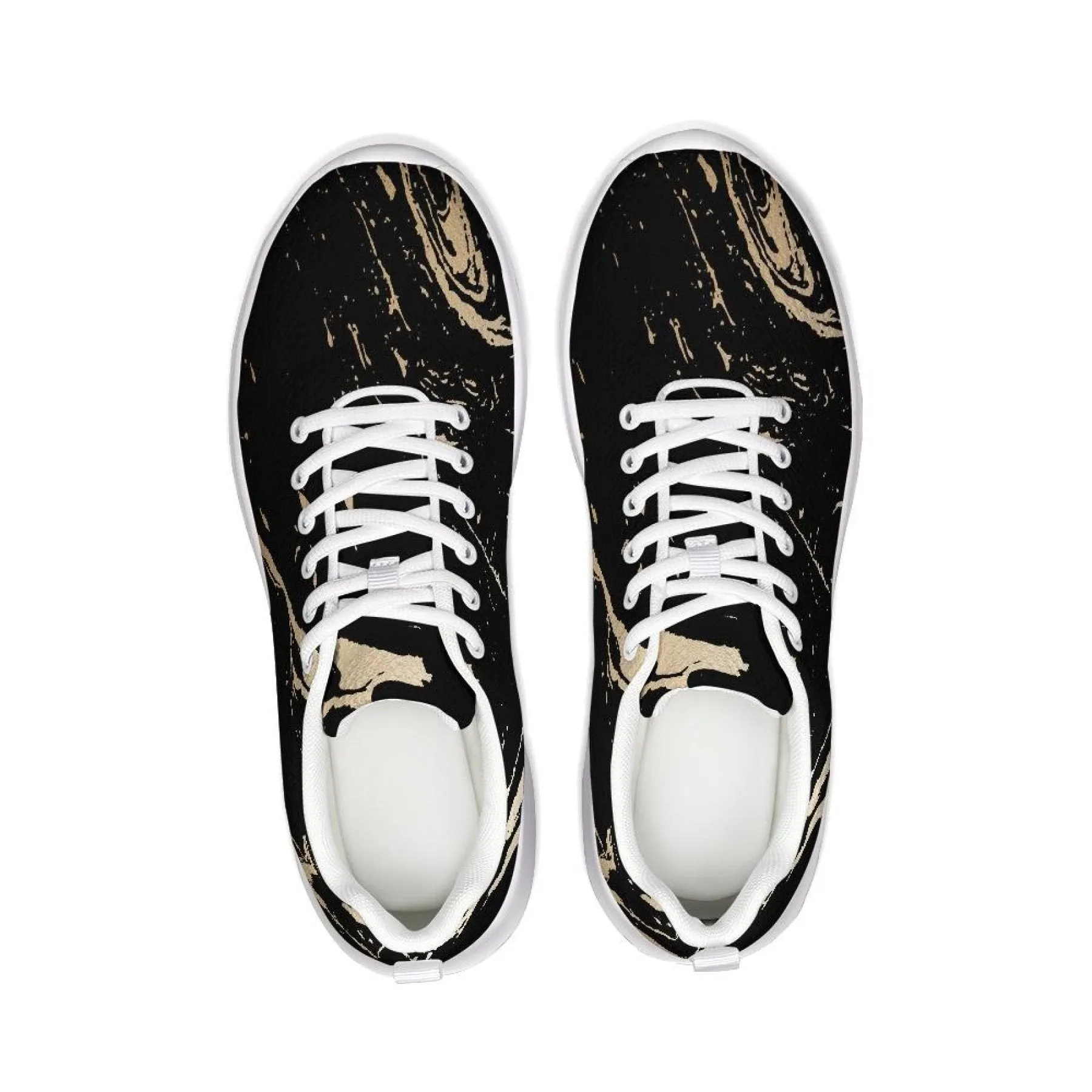 Uniquely You Womens Sneakers - Black and Gold Swirl Style Canvas Sports Shoes / Running by inQue.Style