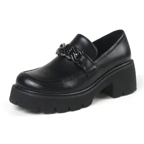 Women Vintage Loafers Chunky Genuine Leather Shoes