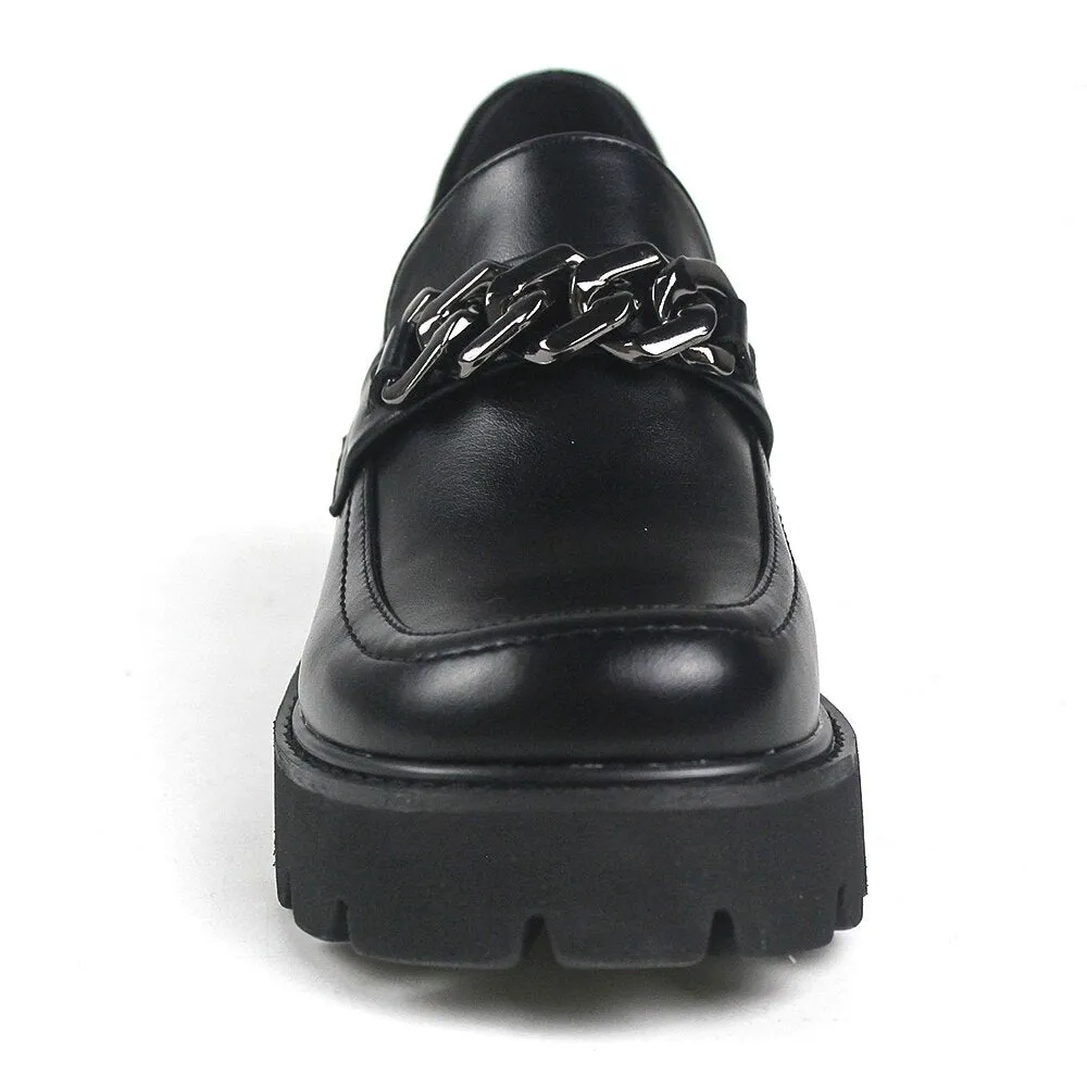 Women Vintage Loafers Chunky Genuine Leather Shoes