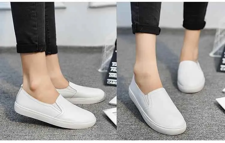 Women's Casual Shoes Leather Vulcanized Flats Loafers #LLX-6688